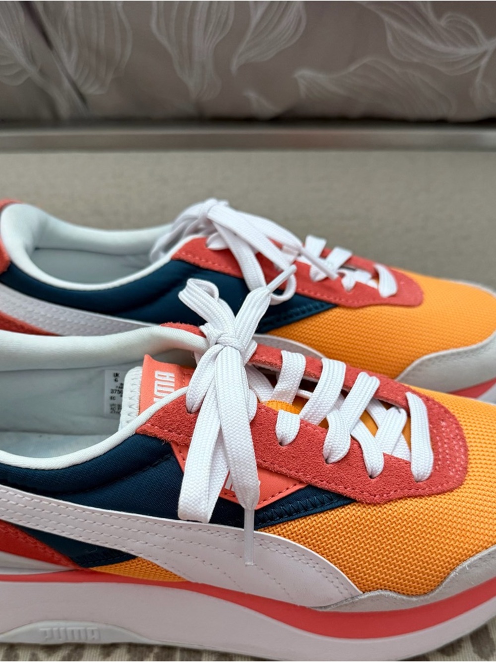 Puma Orange Coral Navy White Retro Runner Sneakers